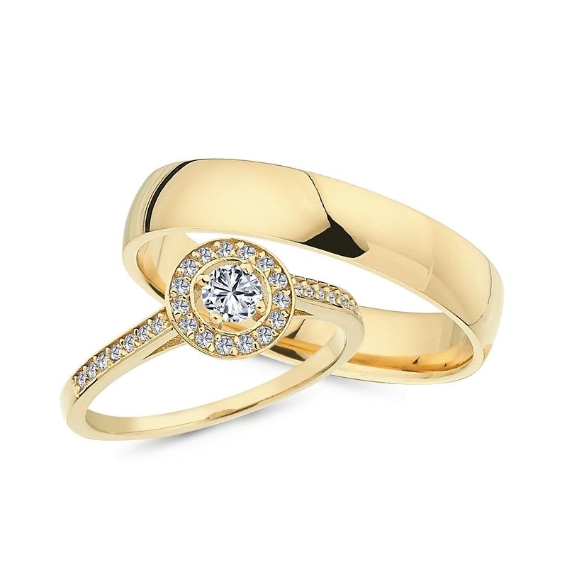 Eksklusiv Nuran vielsesringe i 14 karat guld med roset og 0,51 ct diamanter